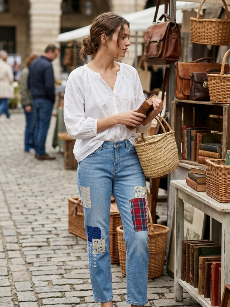 Johnny Was "Patchwork Relaxed Fit Boyfriend Jeans" Size 29